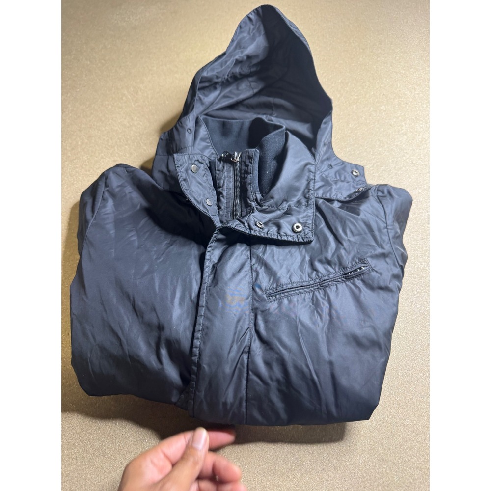 Ralph Lauren Golf Womens Black Nylon Windbreaker Jacket Removable Hood Medium